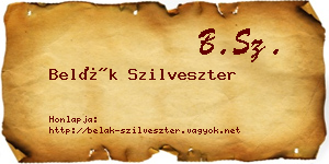 Belák Szilveszter névjegykártya